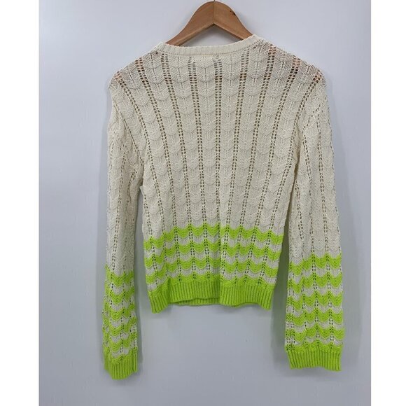 Abound Crew-Neck Pointelle Sweater Ivory/Green XXS - Picture 5 of 8